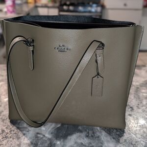 Coach Khaki Leather Tote Bag
